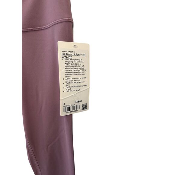 lululemon Align High-Rise Crop 23" Size 4 Lavender Lux NWT Authentic - Picture 7 of 10